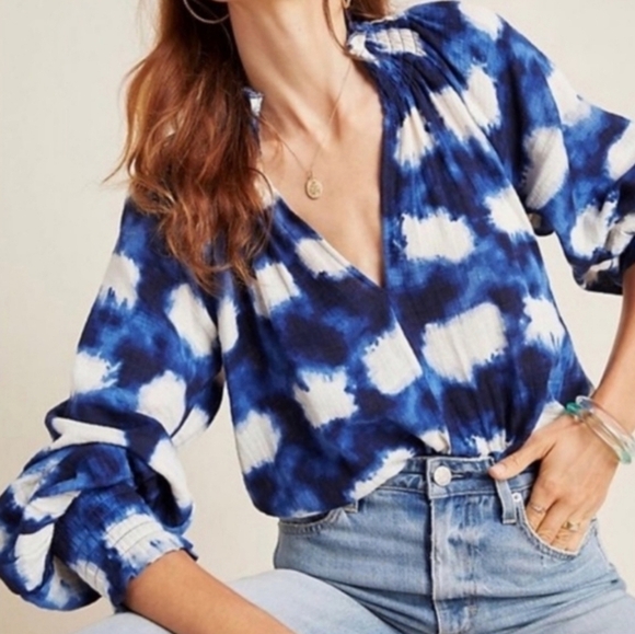 Anthropologie Tops - Anthropologie Porridge Tie Dye Blouse S
